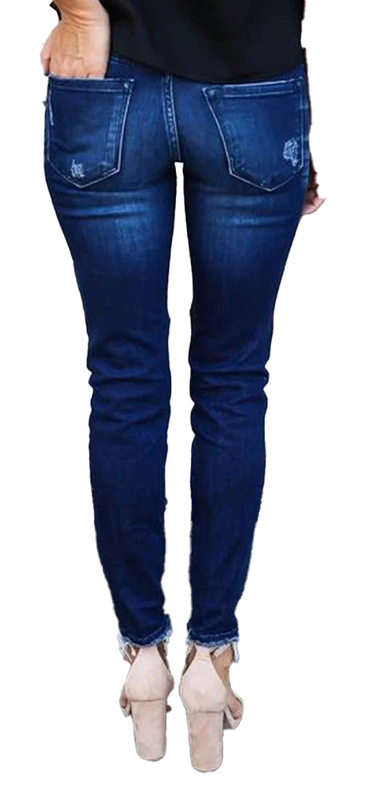 Womens High Waist Ripped Skinny Jeans