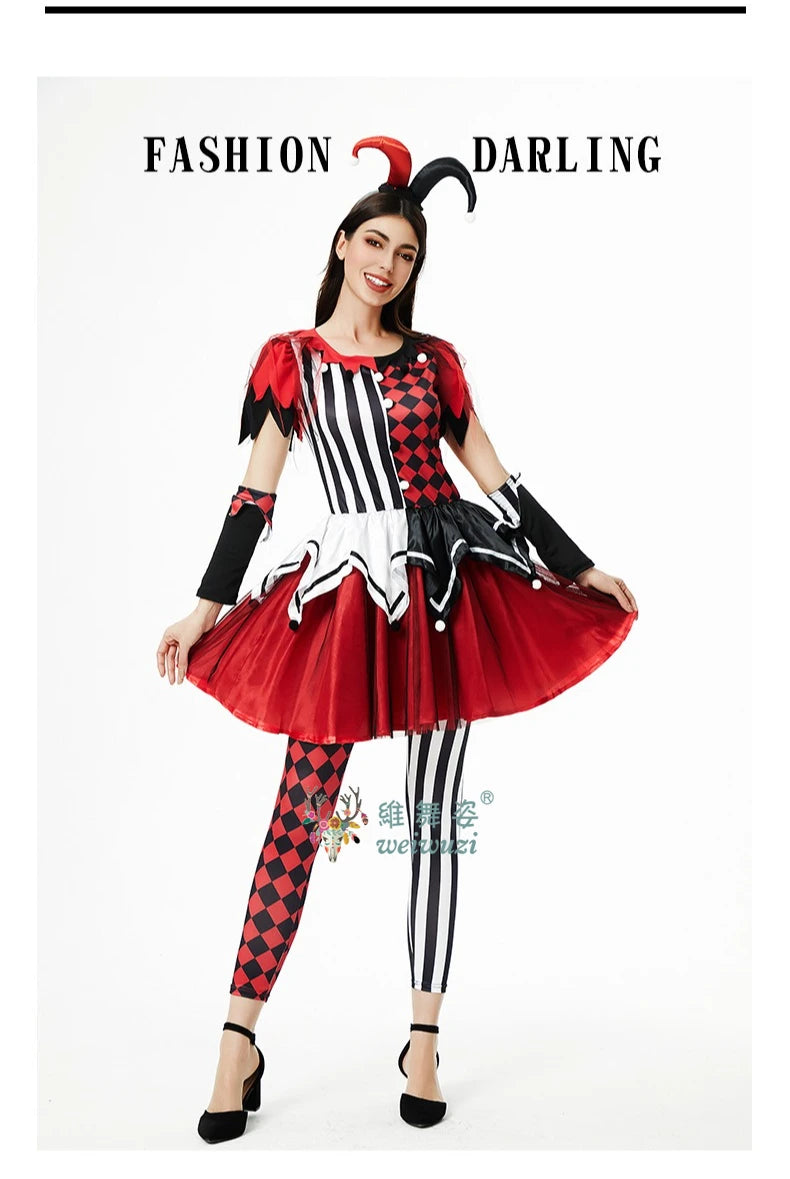 Halloween Costume: Red & Black Jester Set