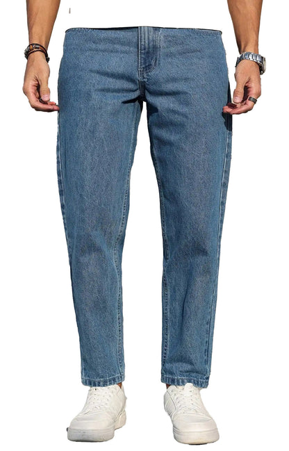 Mens Loose Fit Blue Jeans For Casual Style