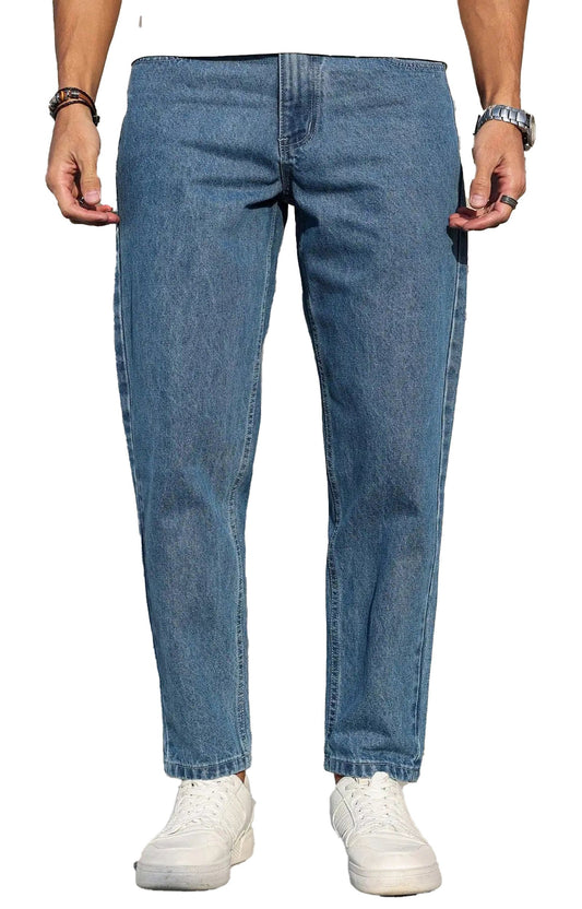 Mens Loose Fit Blue Jeans For Casual Style