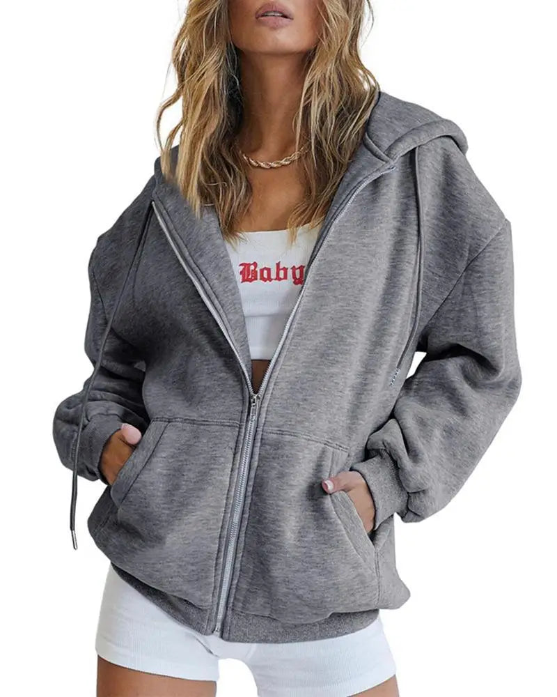 Oversized Zip Up Hoodie For Women