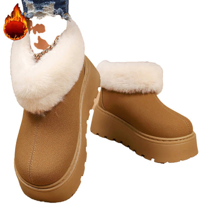 Womens Faux Fur Platform Snow Boots