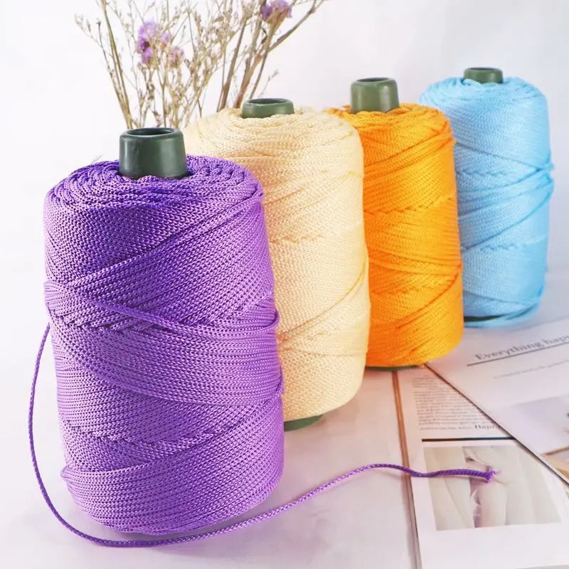 3mm Triple Strand Bright Silk Thread Flat Colorful  Silk Cotton Polyester