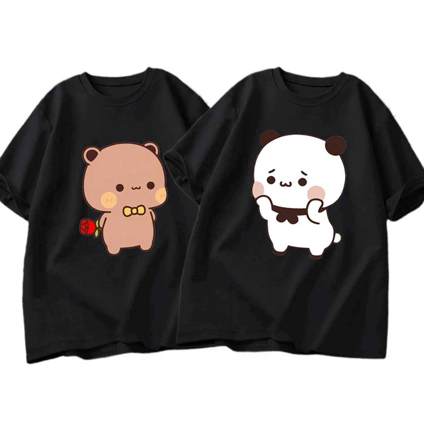 Front View Of Funny DuDu Bear & Panda BuBu T-Shirt