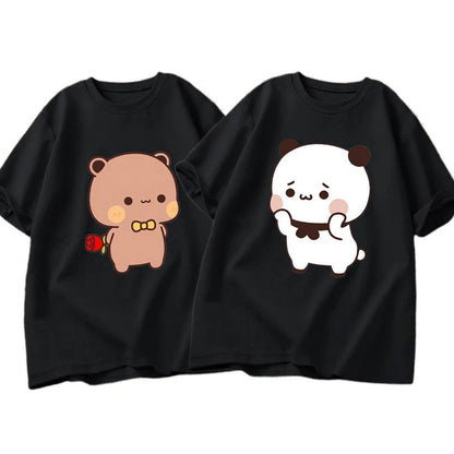 Front View Of Funny DuDu Bear & Panda BuBu T-Shirt