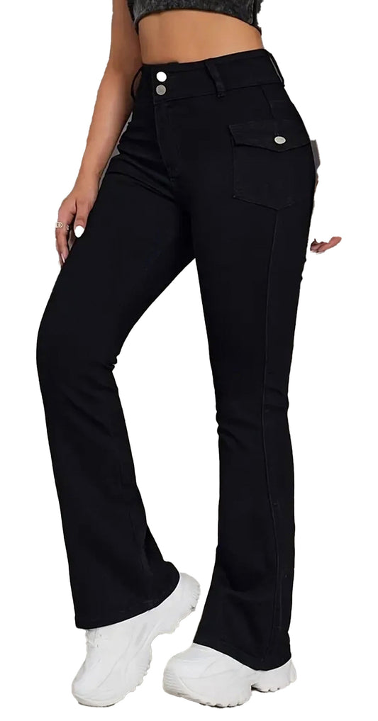 Womens Black Goth Flare Pants