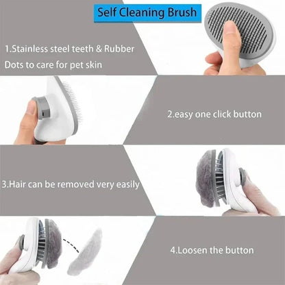 Self Cleaning Pet Brush For Dogs And Cats