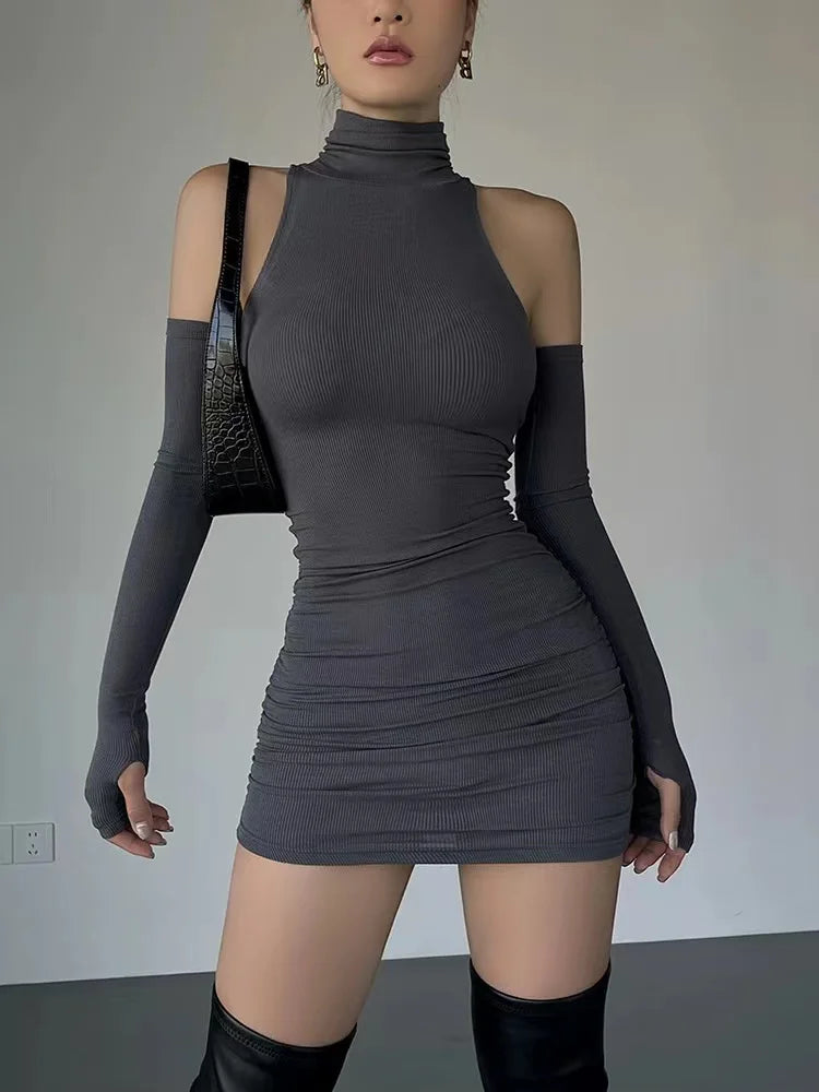 Mini Dress with Cold Shoulder Detail