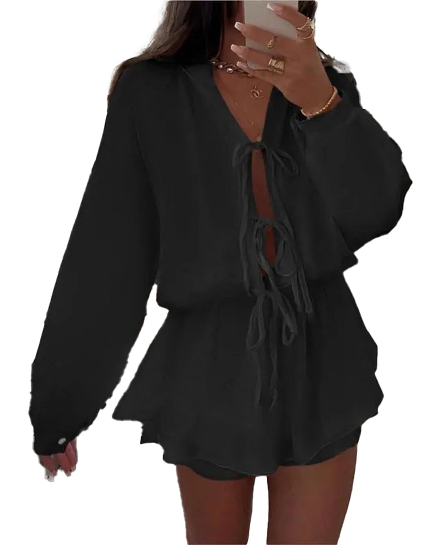 White Lace-Up Mini Beach Dress