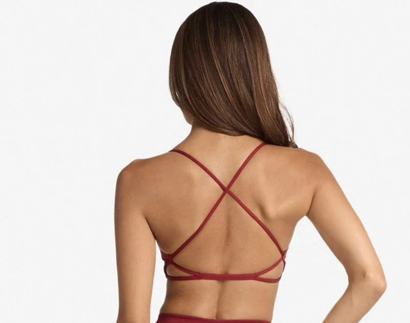 Crisscross Back Padded Sports Bra and High Waist Biker