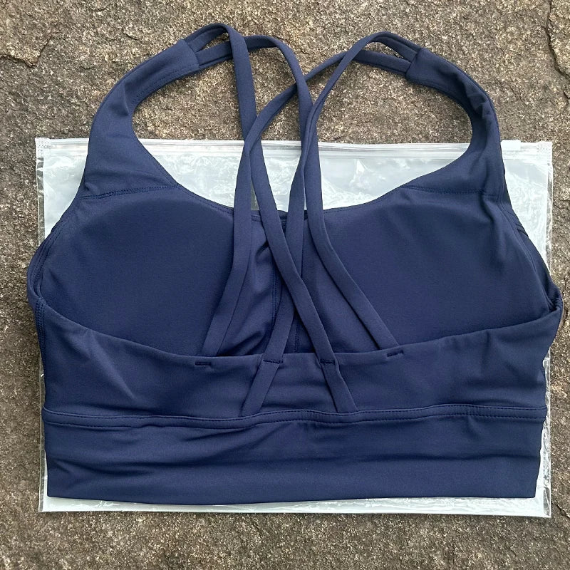 Solid Color Cross Back Fitness Sports Bra