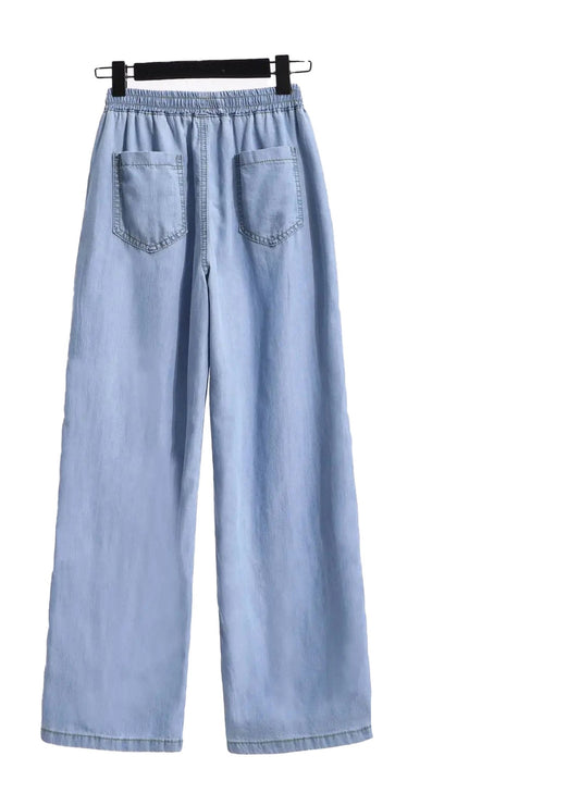 Womens High Waist Wide Leg Jeans
