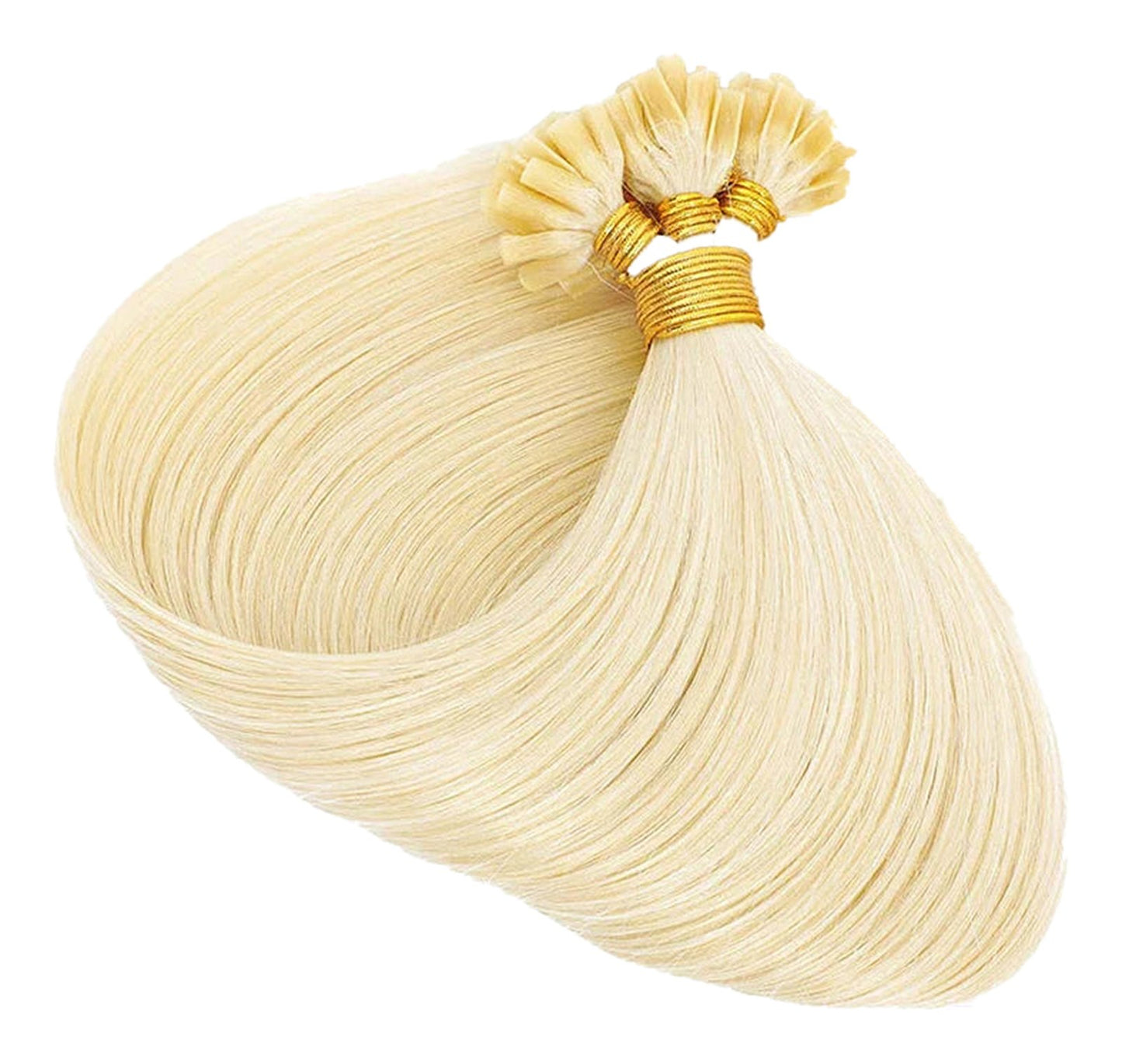 LuckeLadybug U Tip Hair Extensions Human Hair in Long Straight Blonde Style