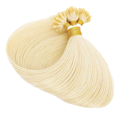 LuckeLadybug U Tip Hair Extensions Human Hair in Long Straight Blonde Style