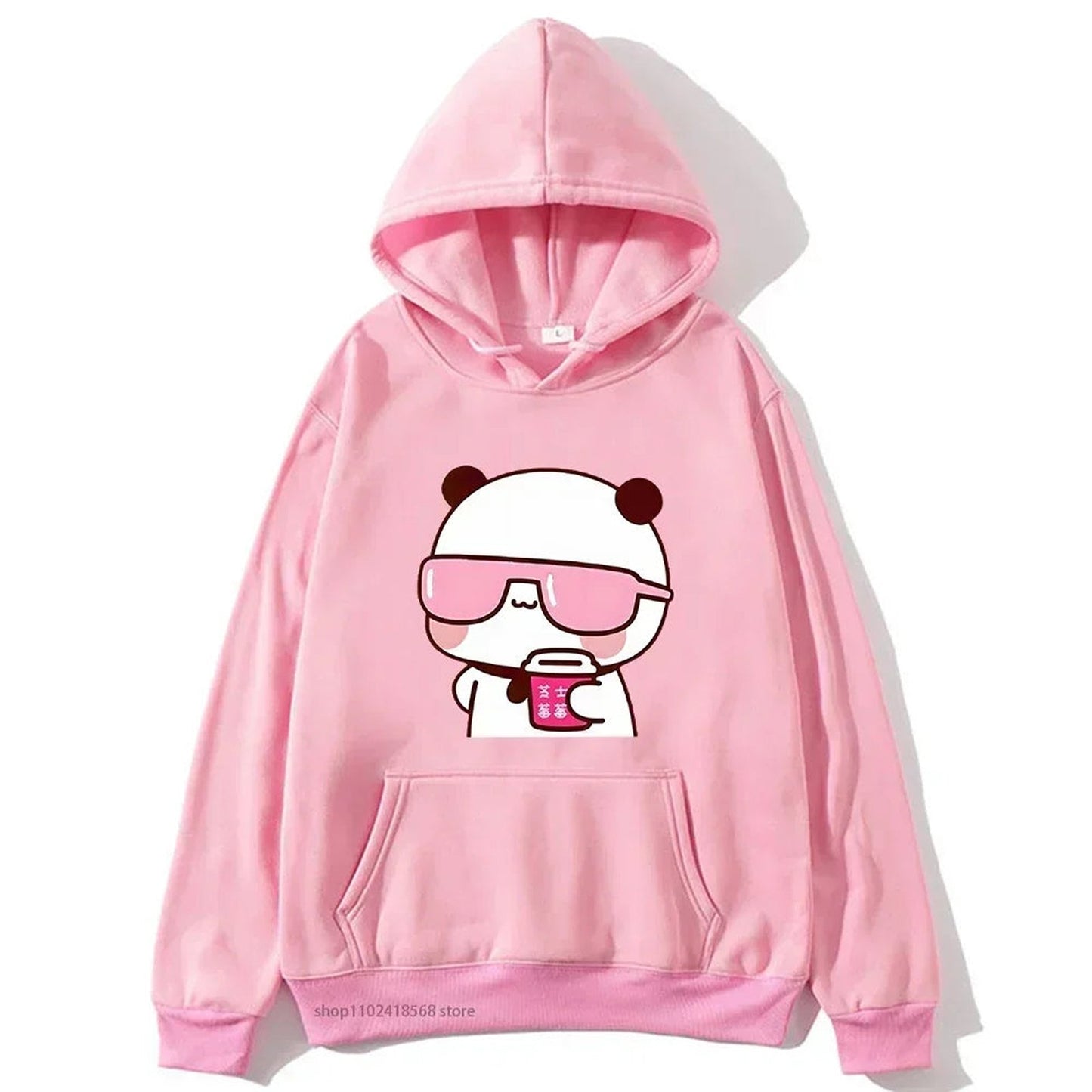 Back View of Kawaii Couple Hoodies - Bubu & Dudu Sweatshirt