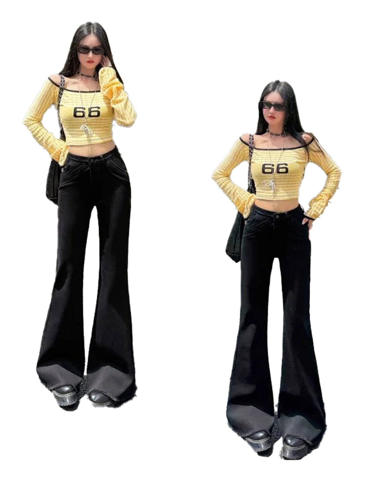 Womens Flared Jeans Retro Style