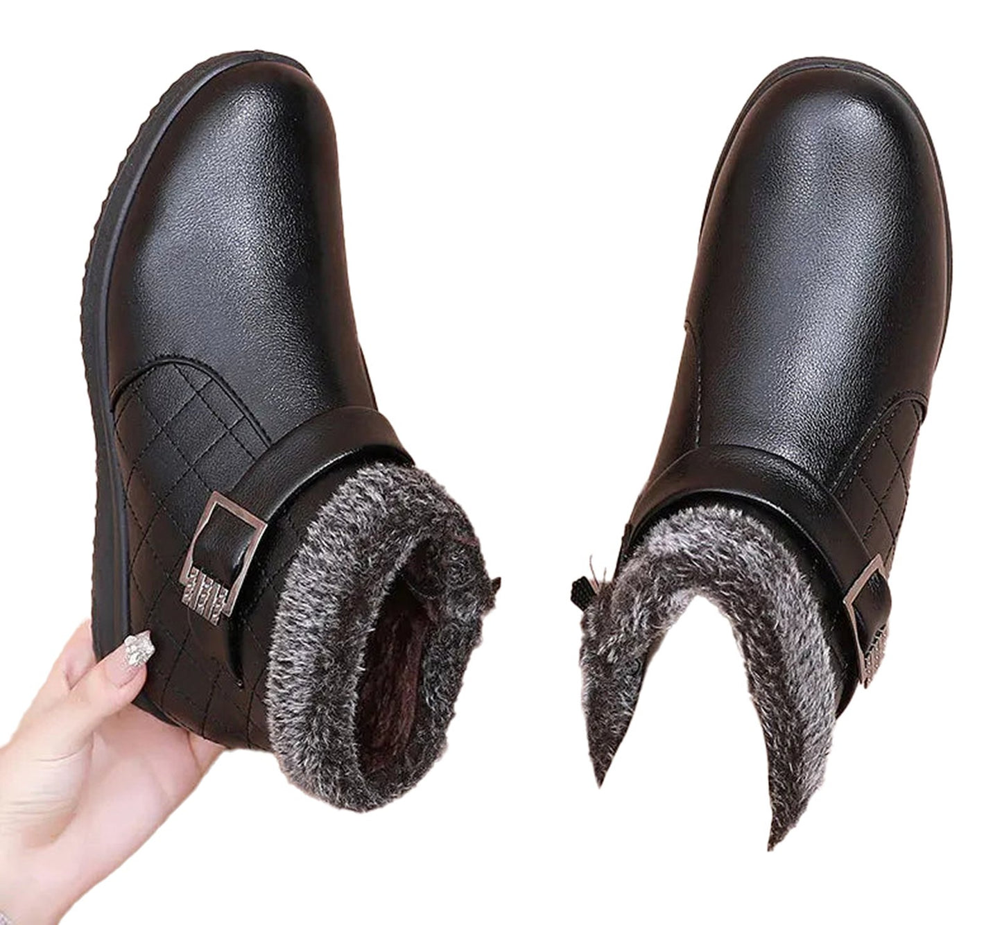 Womens Faux Fur Ankle Boots Stylish Comfort