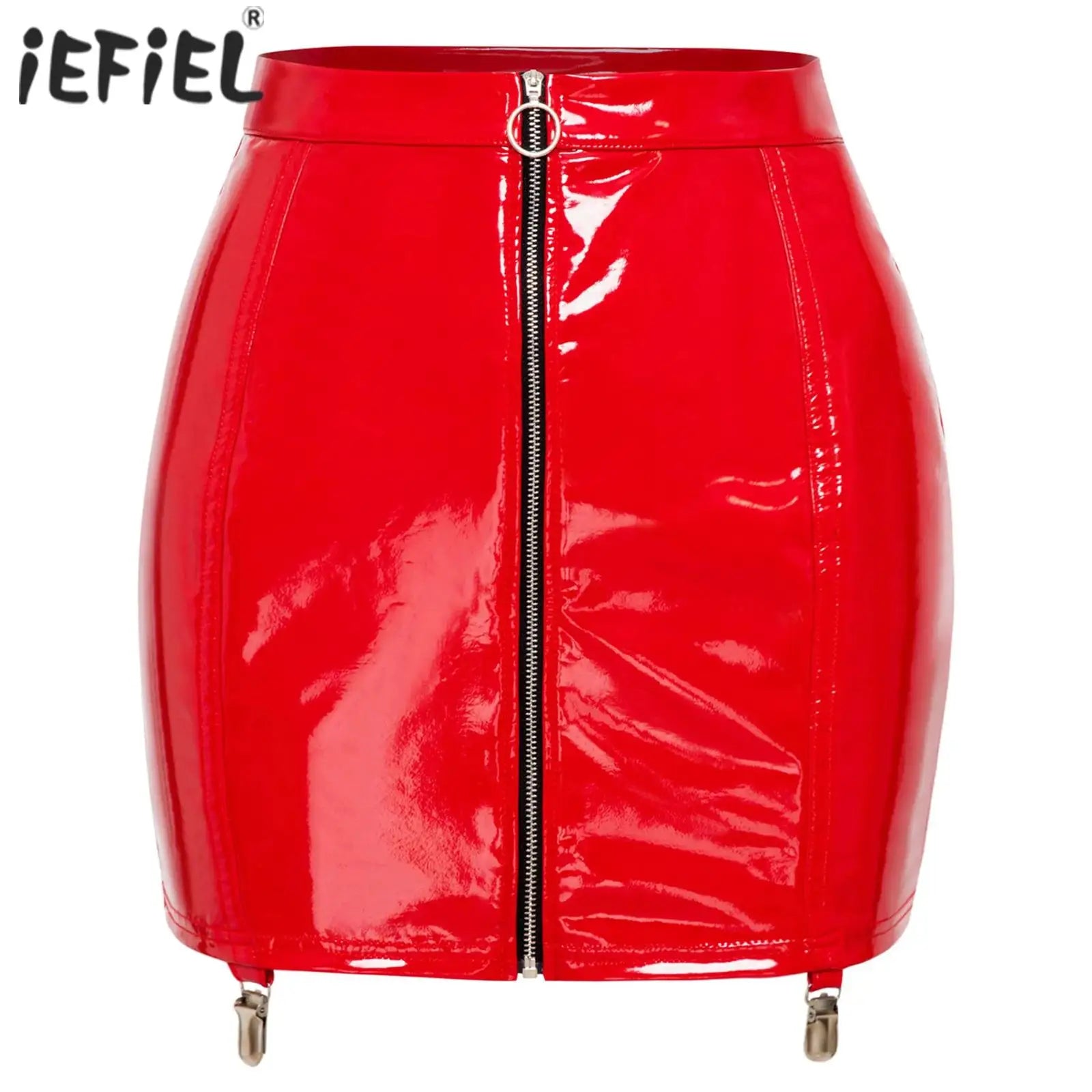 Red Mini Skirt with Zipper Detail