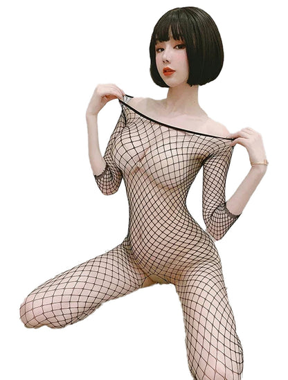 Sexy Rhinestone Fishnet Bodysuit