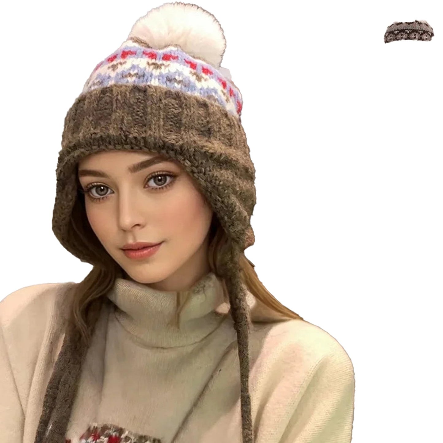 Womens Winter Beanie With Pompom