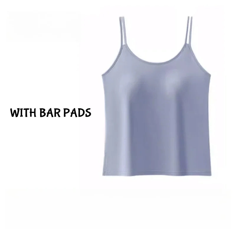 Womens Camisole Tank Top with Chest Pad Loose Fit