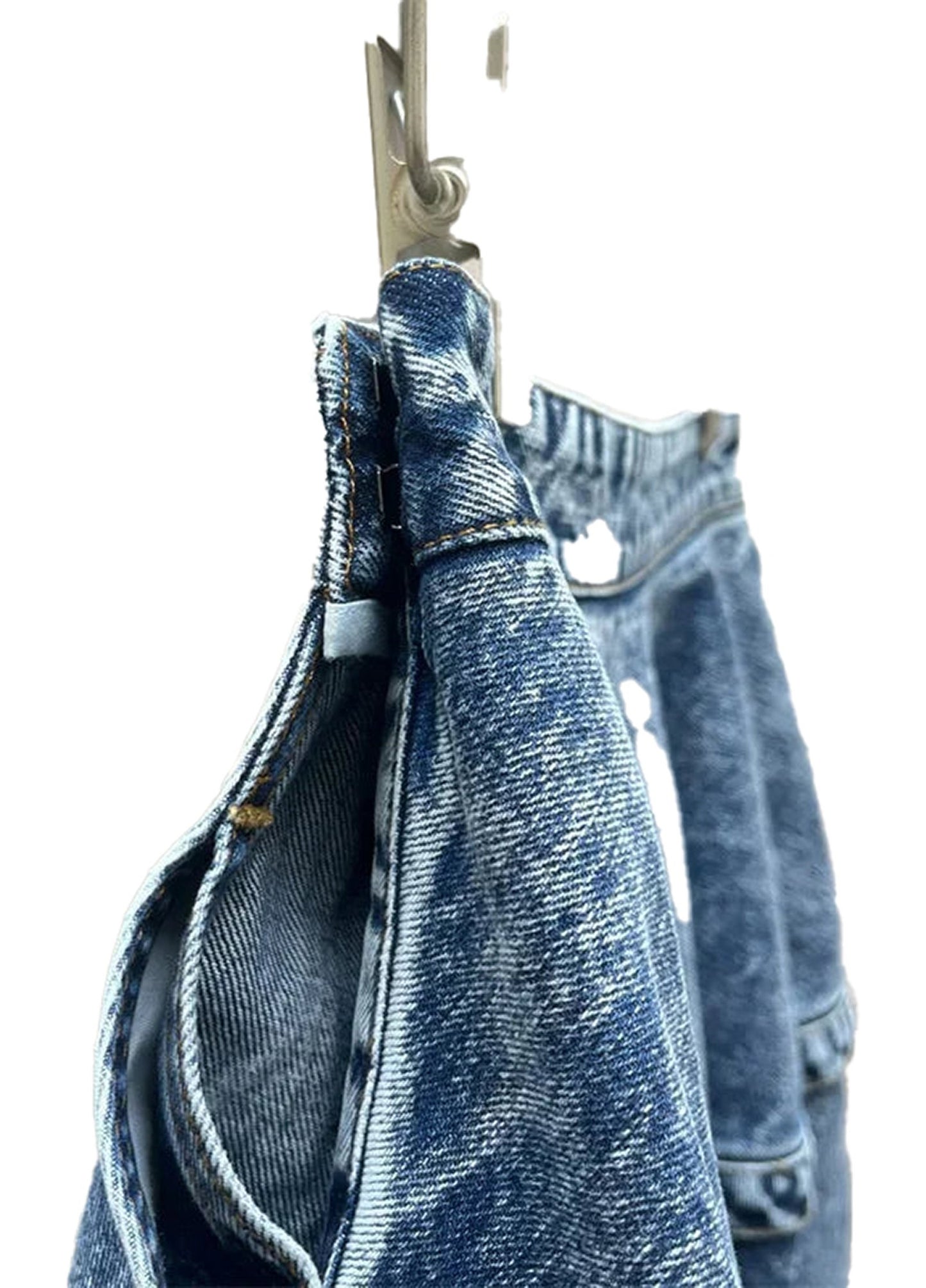 Womens Retro Washed Jeans With Ruffle Detail