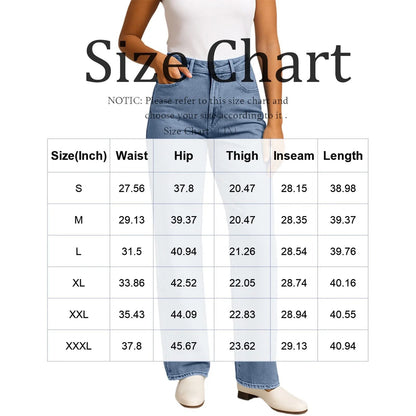 Womens High Waist Denim Trousers Trendy Fit