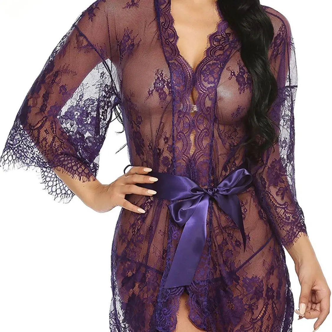 Purple Lace Babydoll Lingerie Set