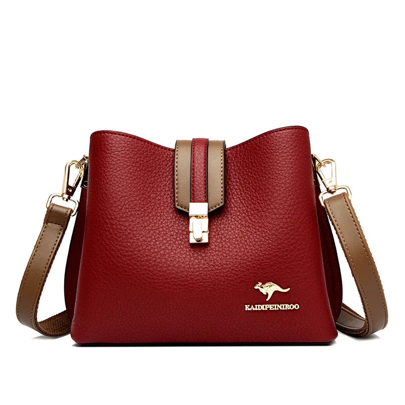 Designer Cowhide Leather Casual Shoulder Crossbody Bag