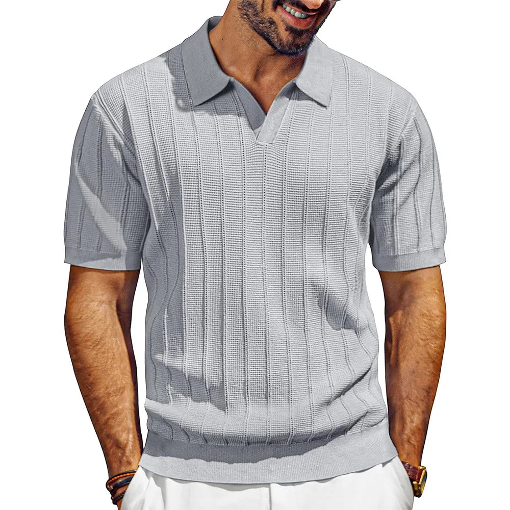 Mens Casual Knitted Polo Shirt Stylish Fit