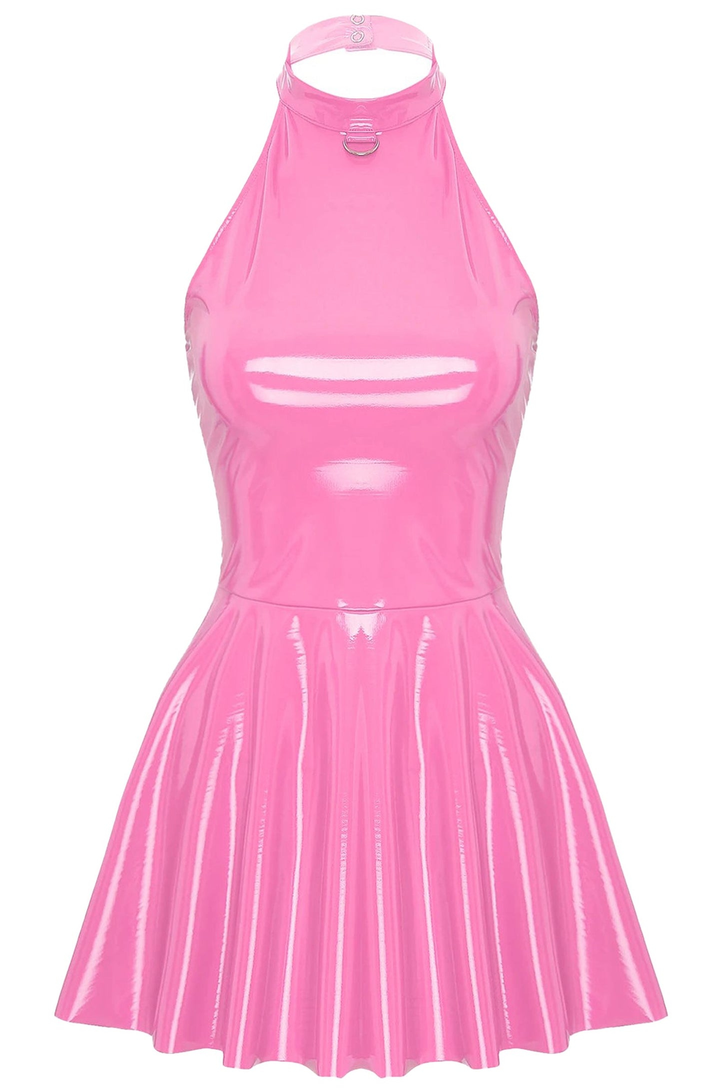 Glossy Patent Leather Mini Dress Swing