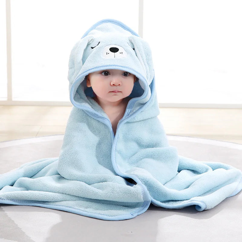 Cartoon Animal Baby Bath Towel and Hooded Swaddle Wrap
