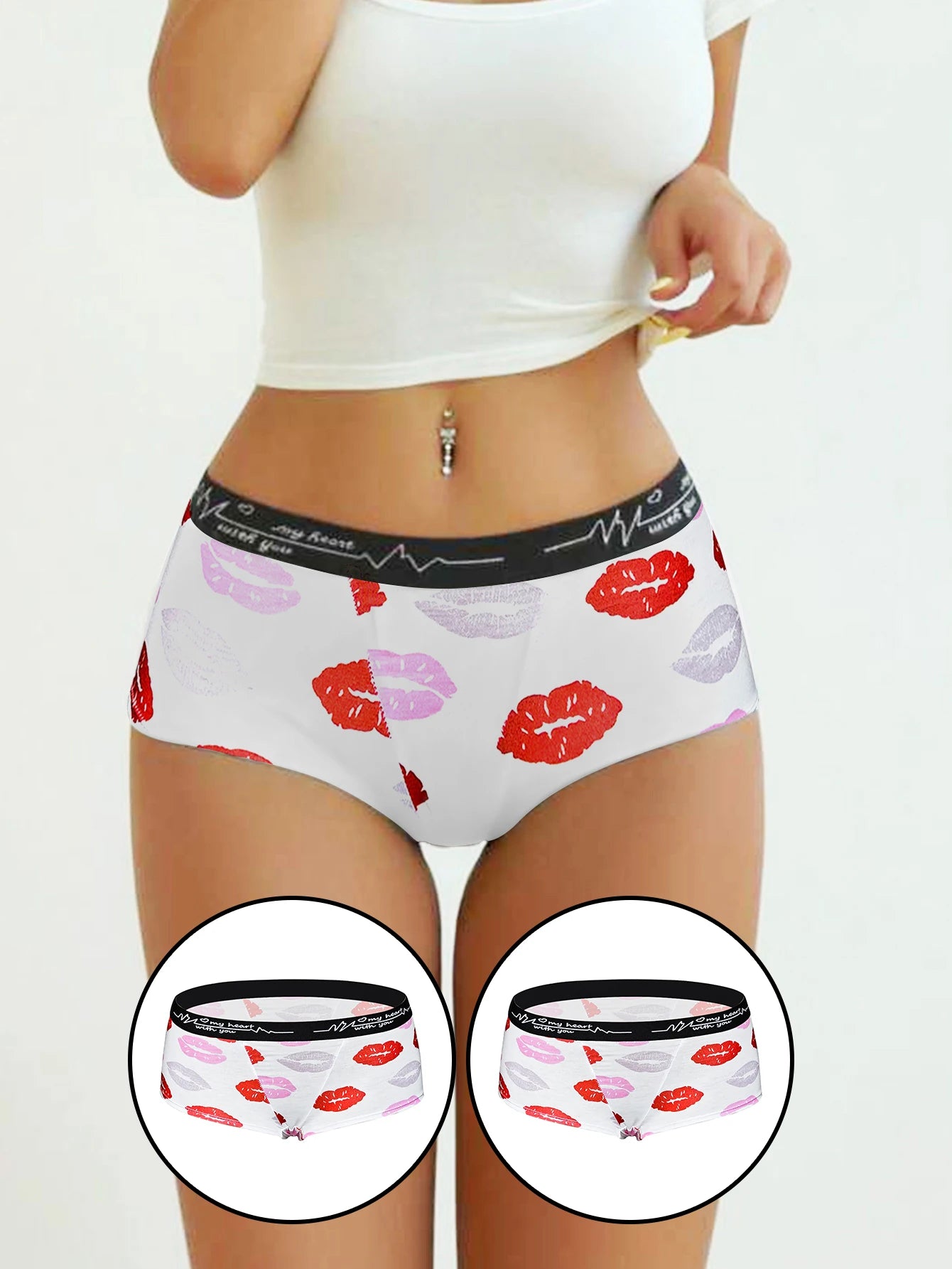 Womens Solid Color Boxer Briefs Set