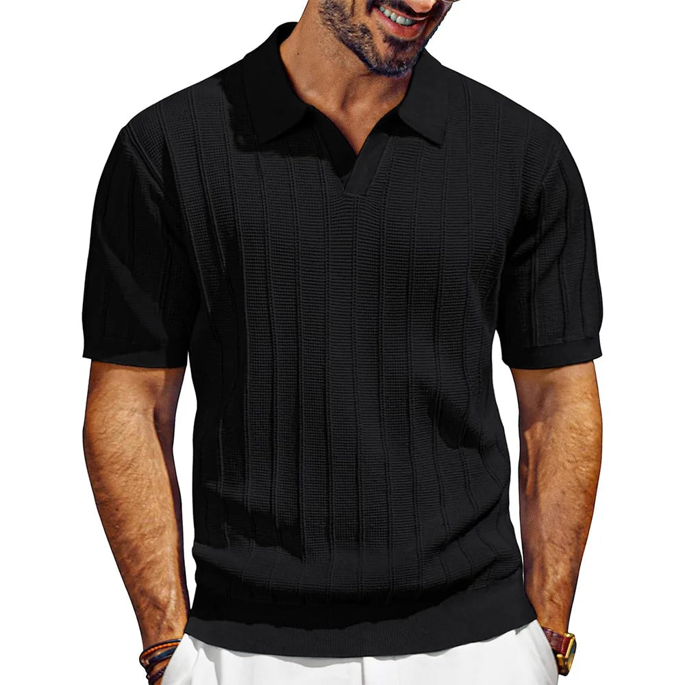 Mens Casual Knitted Polo Shirt Stylish Fit