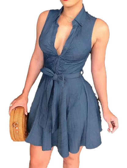 Womens Sleeveless Shirt Dress Chic & Trendy