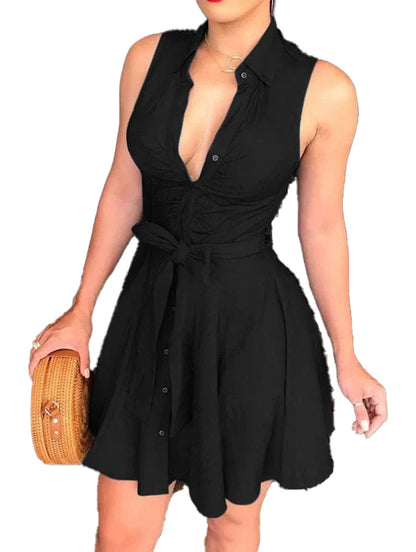 Womens Sleeveless Shirt Dress Chic & Trendy