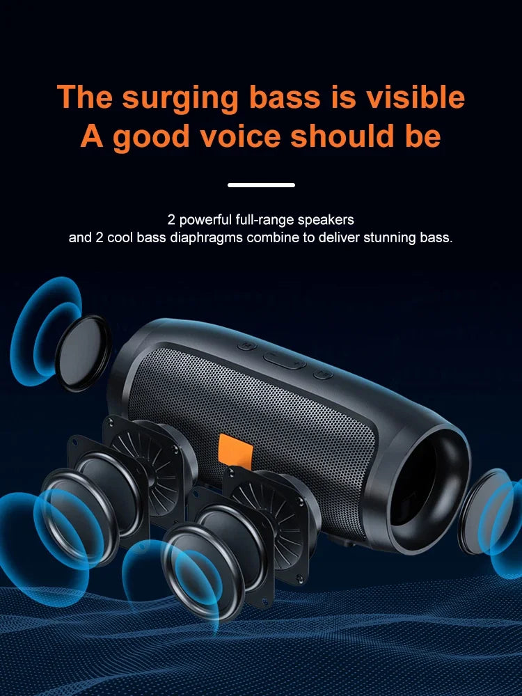 LuckeLadybug portable wireless speaker with bluetooth featuring dual full-range speakers and powerful bass diaphragms