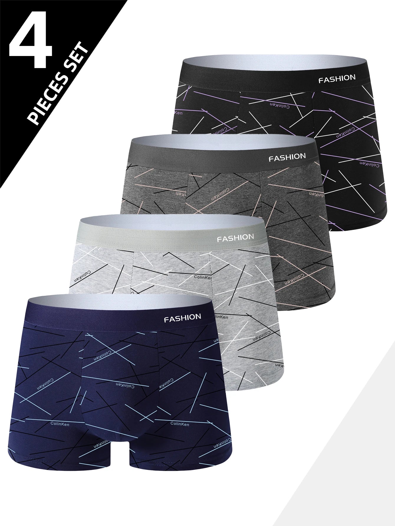 Mens Breathable Boxer Briefs Set 4 Piece