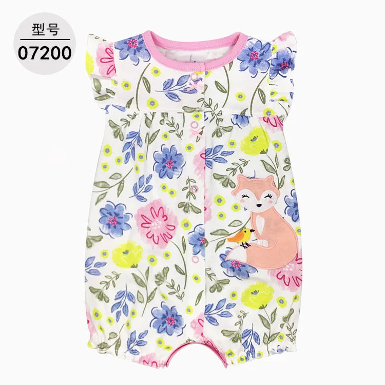 Summer Cartoon Baby Romper O - Neck Cotton Clothing
