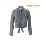 Womens Lightweight Denim Wrap Blouse and Slip Dress Set