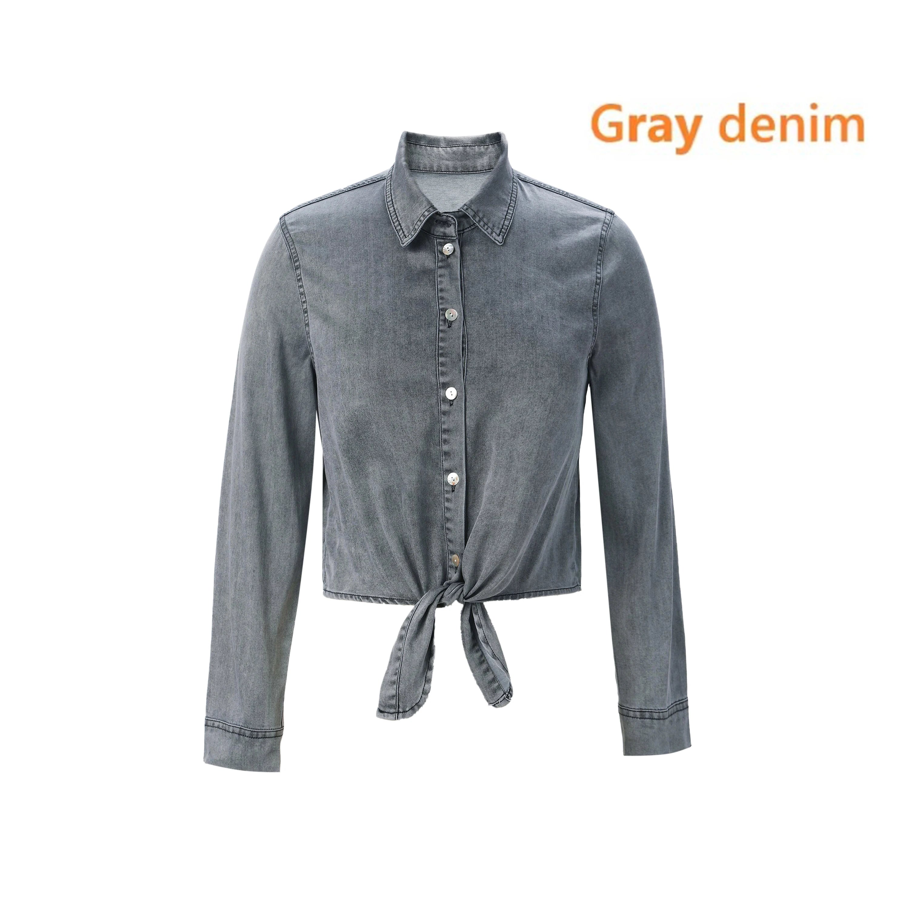 Womens Lightweight Denim Wrap Blouse and Slip Dress Set