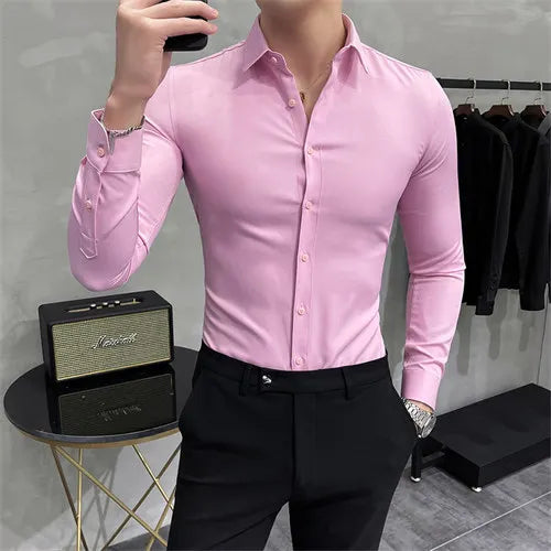 Mens Slim Fit Red Dress Shirt