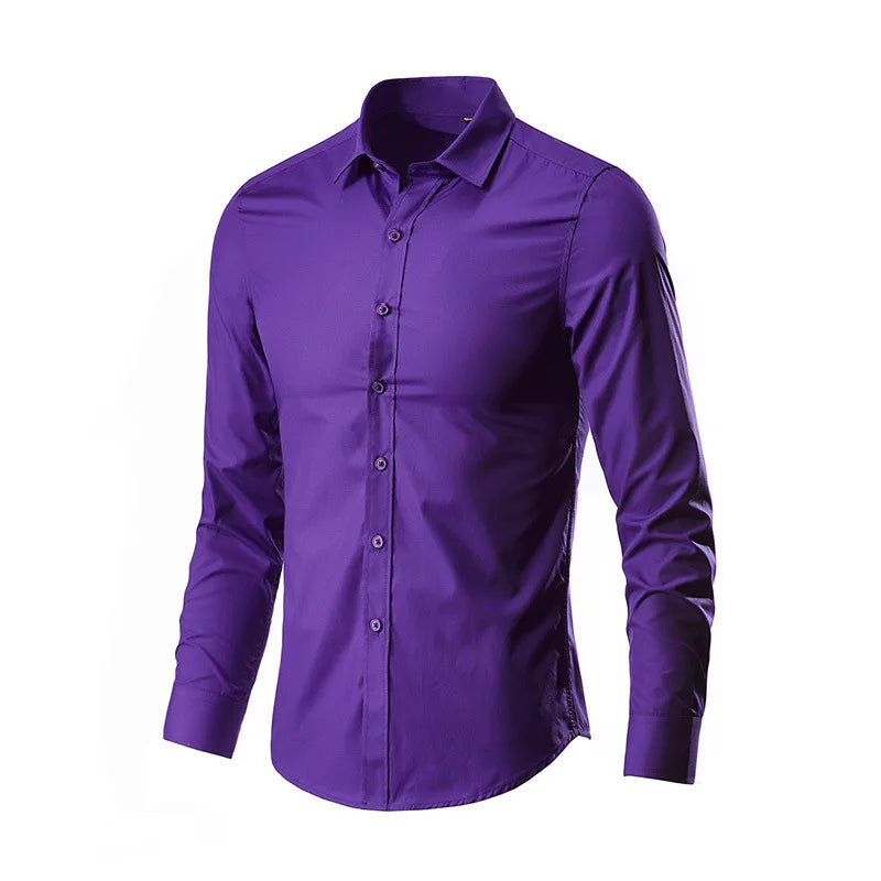 Mens Anti-Wrinkle Dress Shirt Stylish Duo