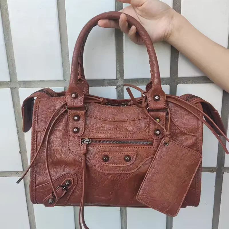 High Capacity Motorcycle Shoulder Bag Luxury Travel Hobo Crossbody Handbag