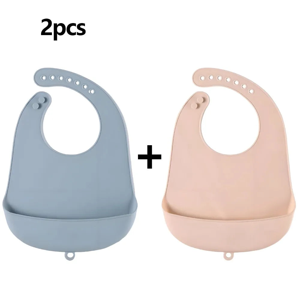 Baby Adjustable Waterproof Silicone Bib and Saliva Towel