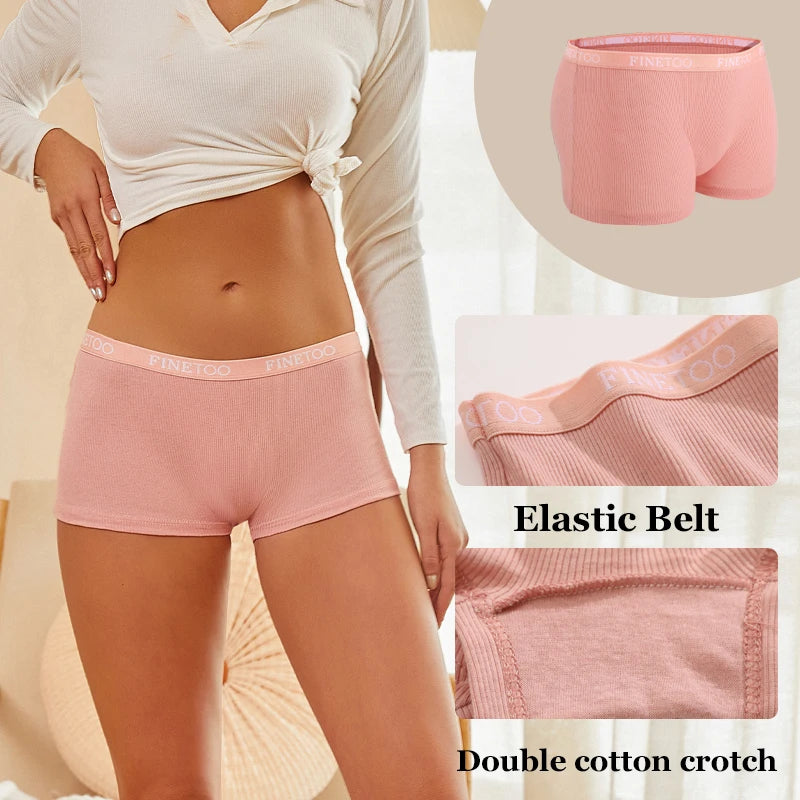 Womens Ribbed Boxer Underwear 4-Pack