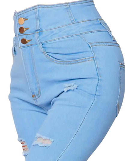 High Waist Ripped Skinny Jeans For Women