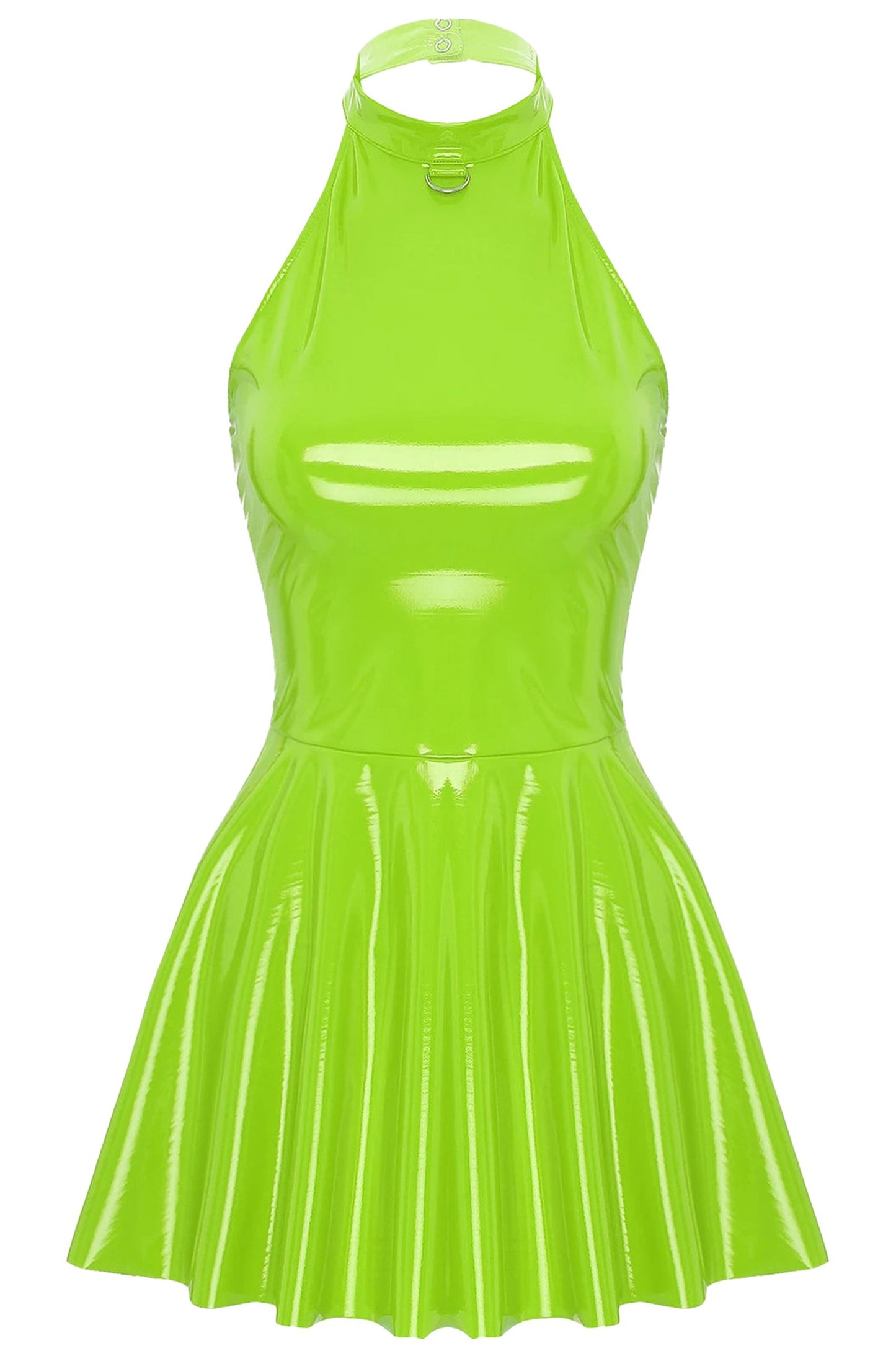 Glossy Patent Leather Mini Dress Swing