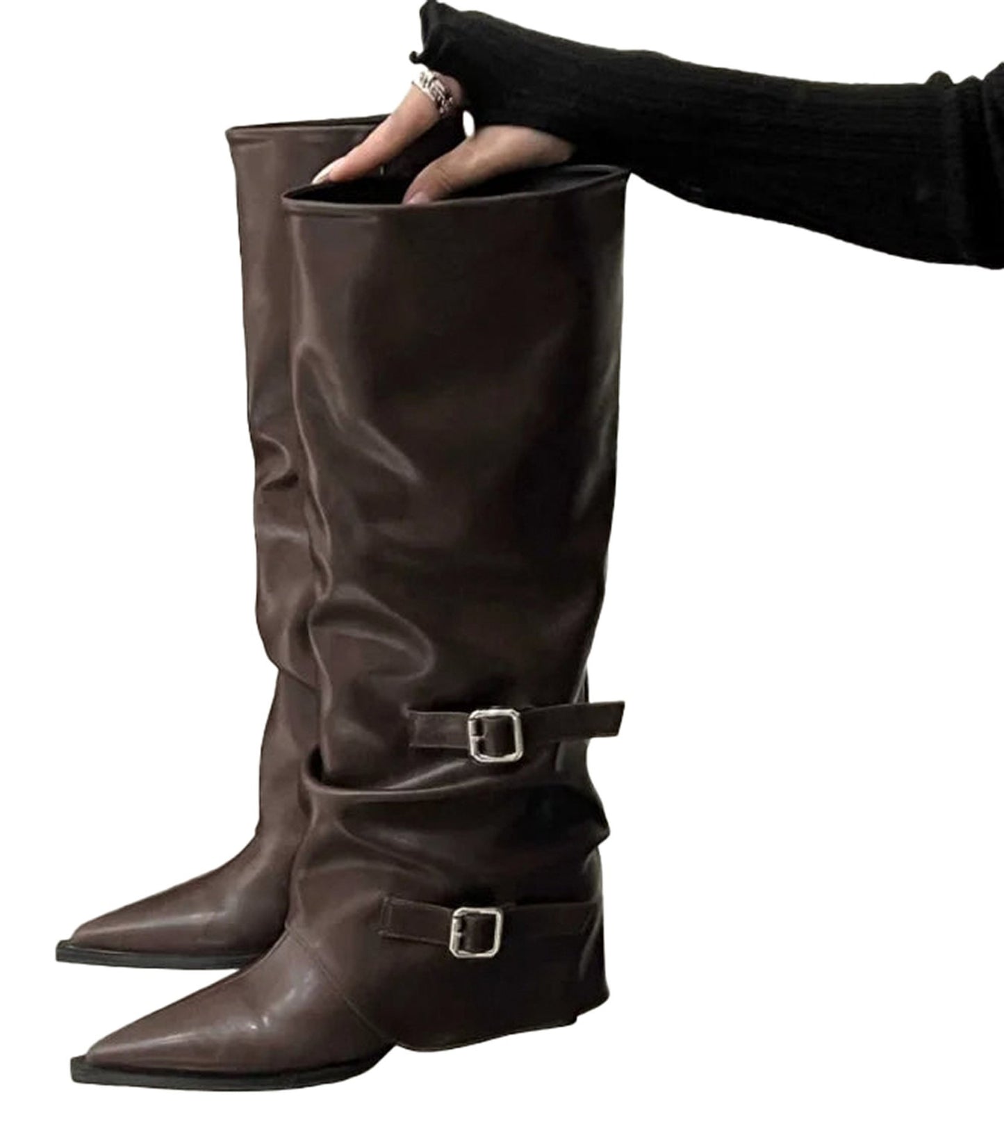 Womens Pointed Toe Knee High Boots