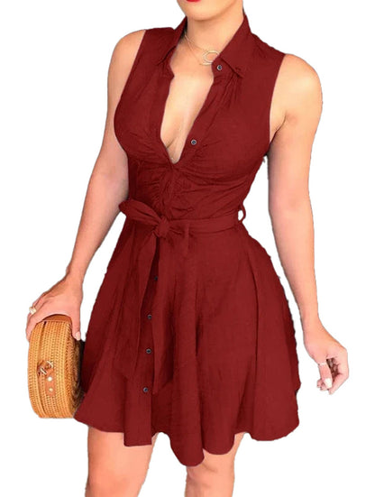 Womens Sleeveless Shirt Dress Chic & Trendy